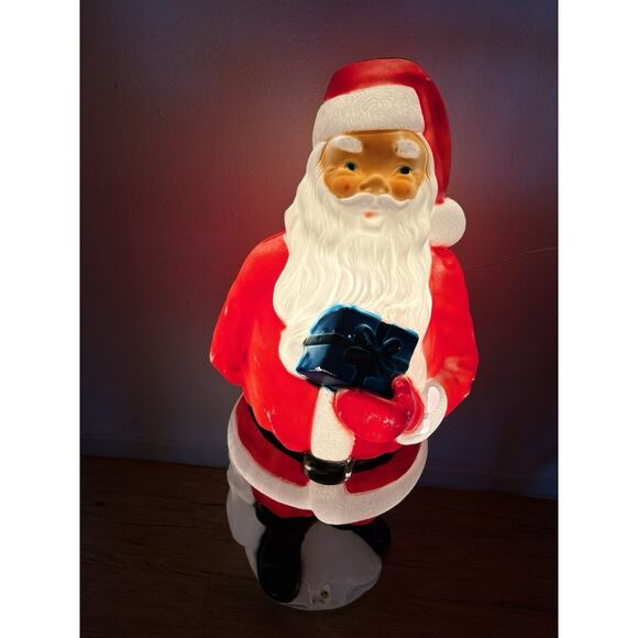 Vintage Christmas 34” General Foam Plastics Santa Claus Blow Mold Light Present - Picture 2 of 15